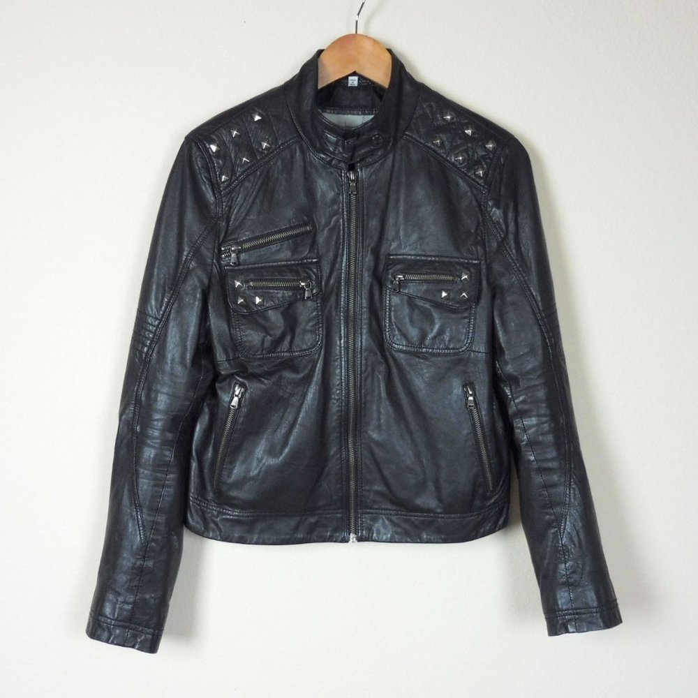 Bod & Christensen Studded Soft Leather Crop Jacket